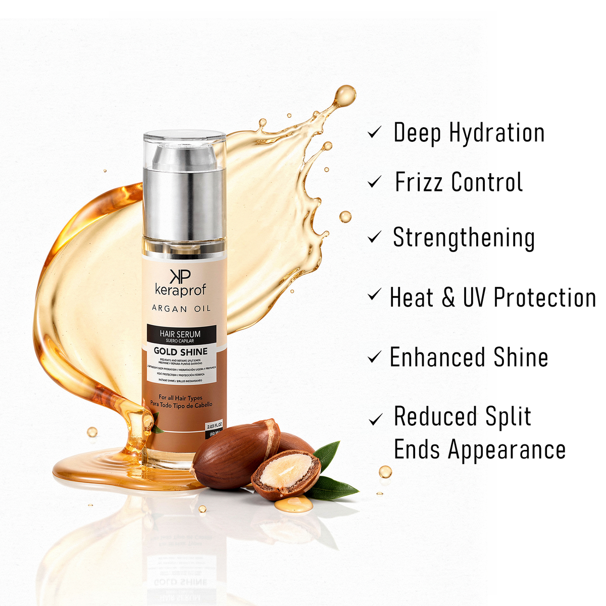 Keraprof Argan Oil Gold Shine Hair Serum – Set of 2