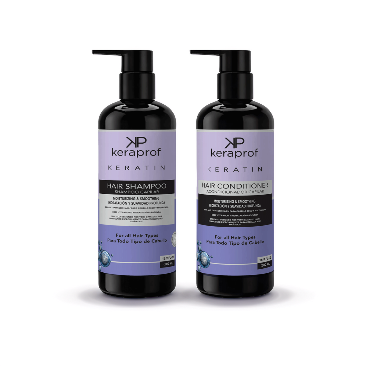 Keraprof Keratin Shampoo & Conditioner Set โ 500ml Each