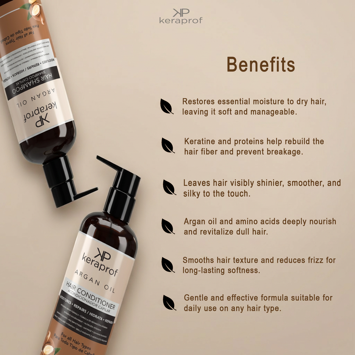 Keraprof Argan Oil Shampoo & Conditioner Set – 500ml Each