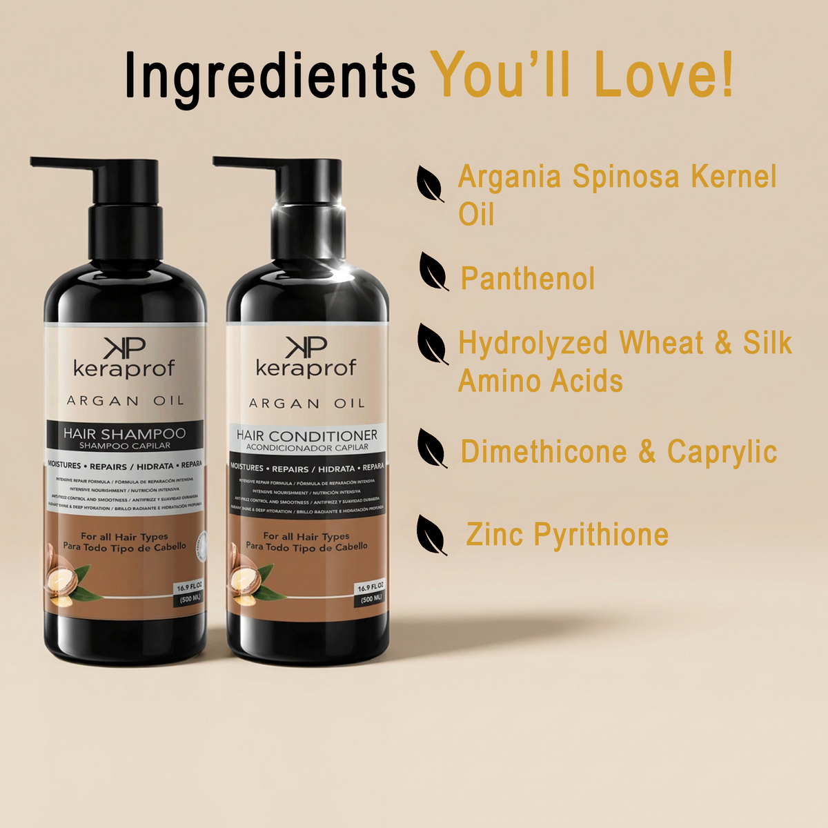 Keraprof Argan Oil Shampoo & Conditioner Set – 500ml Each