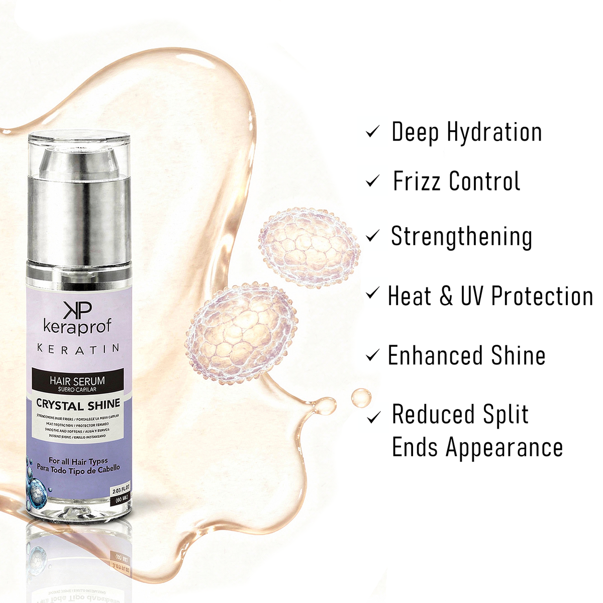 Keraprof Keratin Crystal Shine Hair Serum – Set of 2