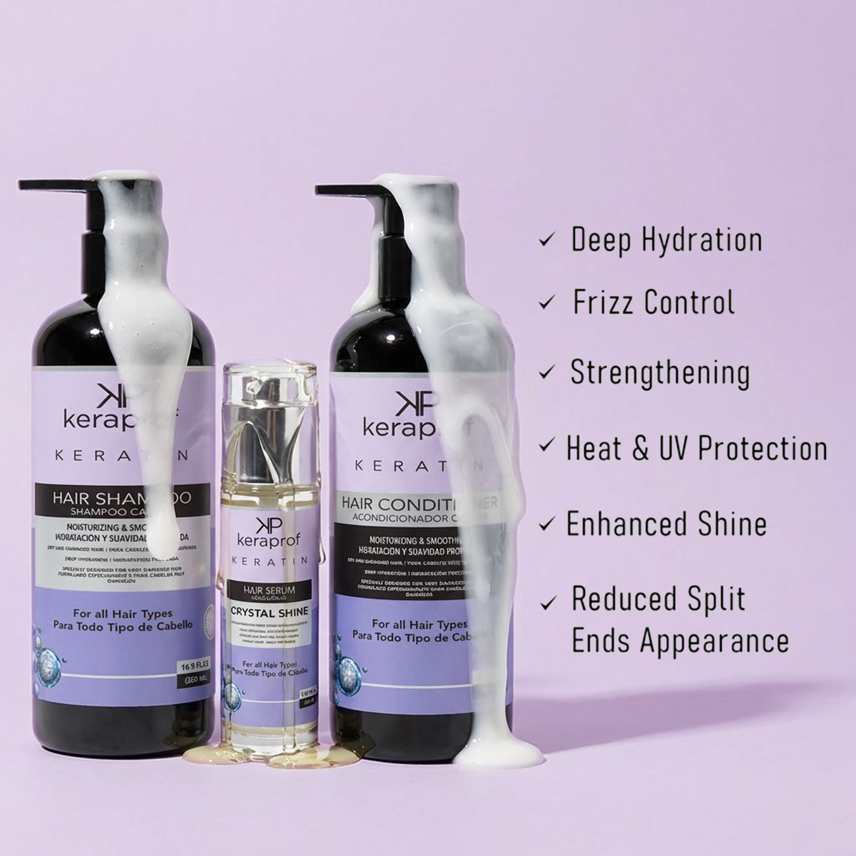 Keraprof Keratin Shampoo & Conditioner Set – 500ml Each